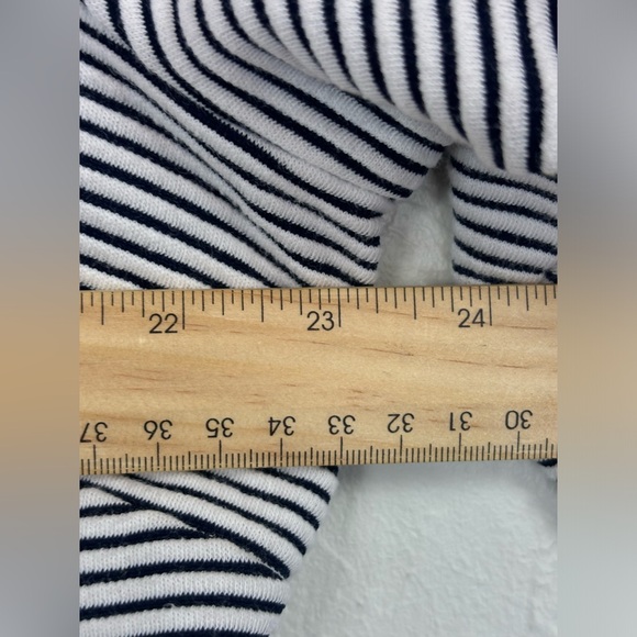 TALBOTS Gold Button Shoulder Pullover 3/4 Sleeve Classic Black White Stripe Prep - Picture 9 of 14